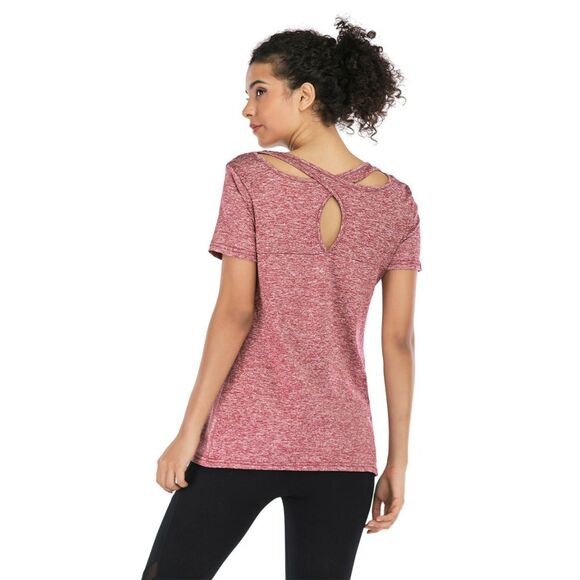 Kimmery Tops - 🎭 3/$20 Kimmery Burgundy Marled Active Top Cross Back Athleisure M